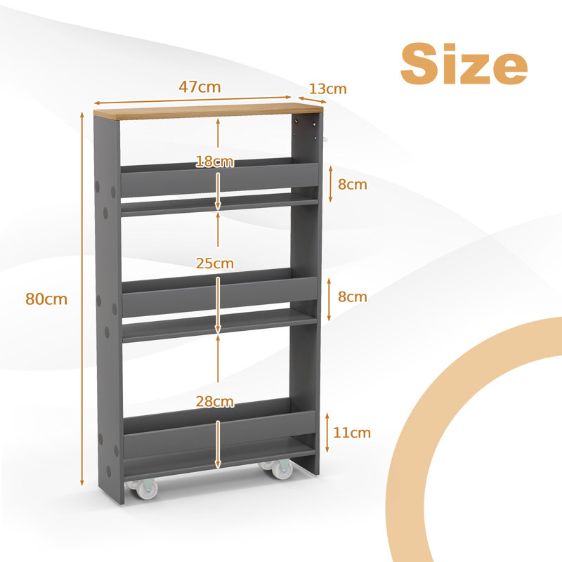 Nahomi Wood Bar Cart, Grey