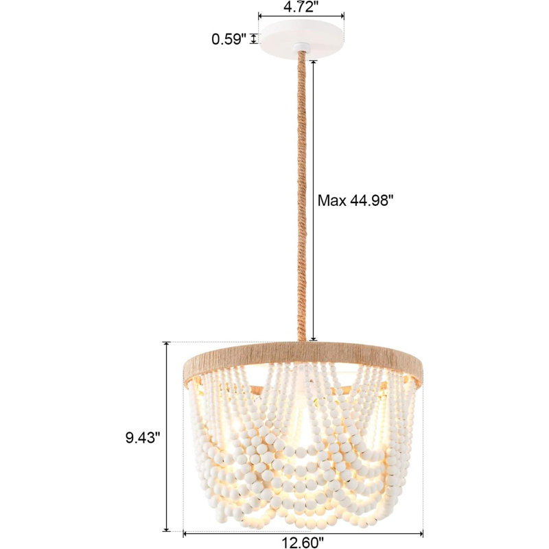 Luminaire suspendu bohémien en perles de bois