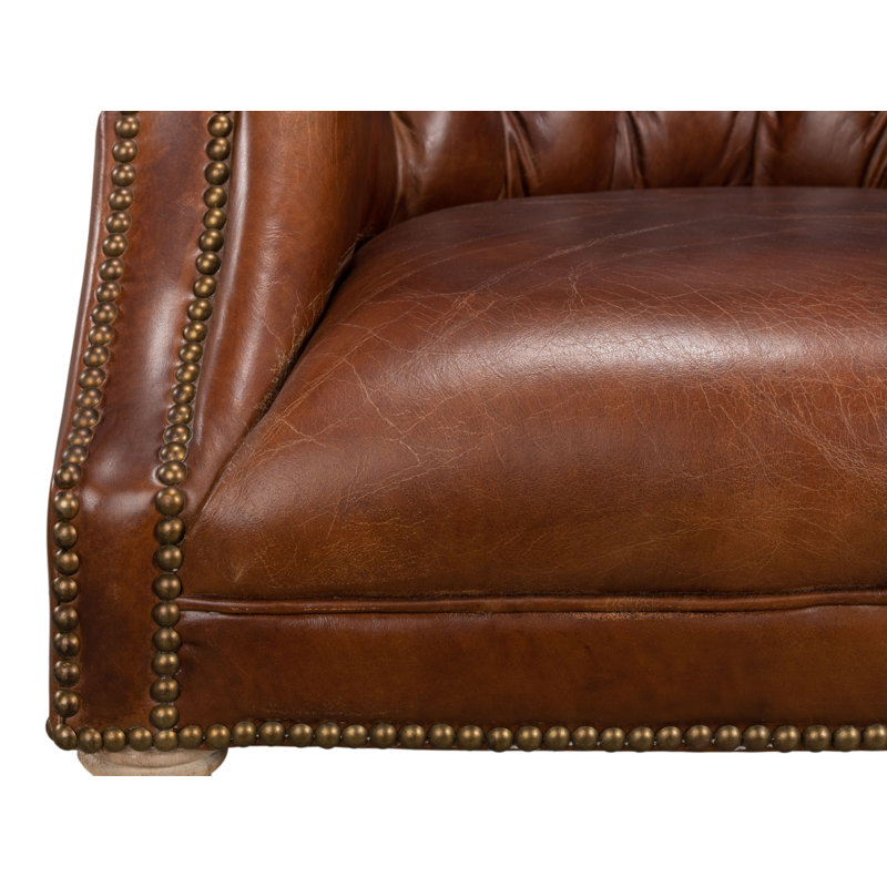 Morford Wingback Chair, Vintage Cigar Genuine Leather