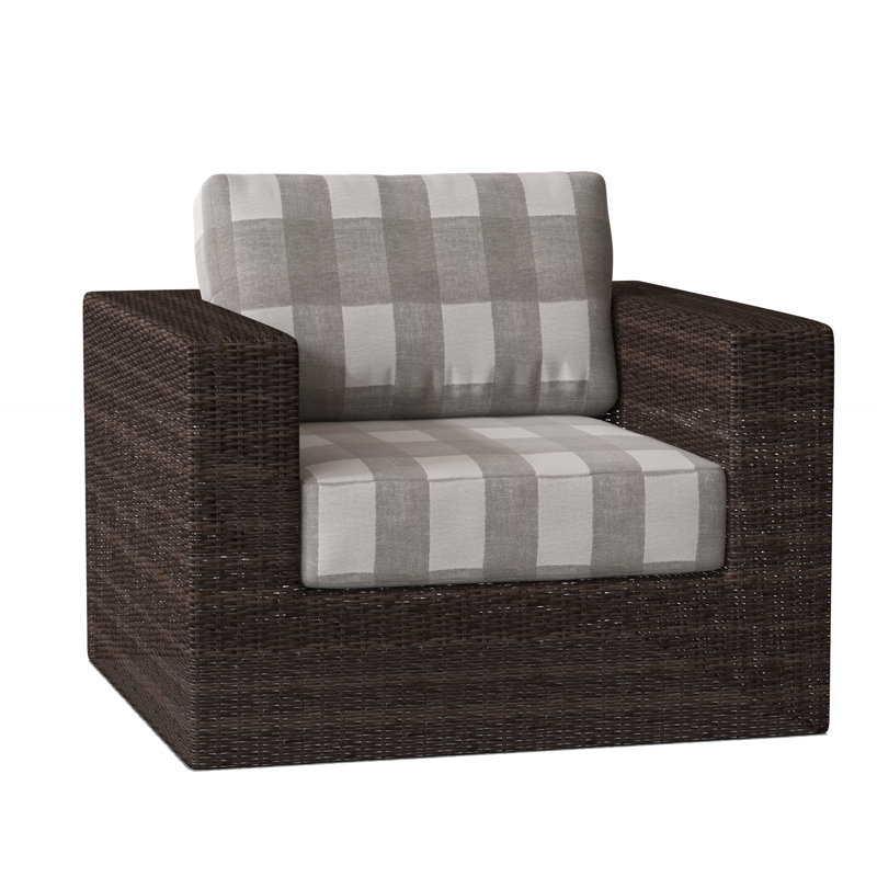 Montecito Premium All-Weather Wicker Outdoor Lounge Chair, Prescott Dove Check Sunbrella®