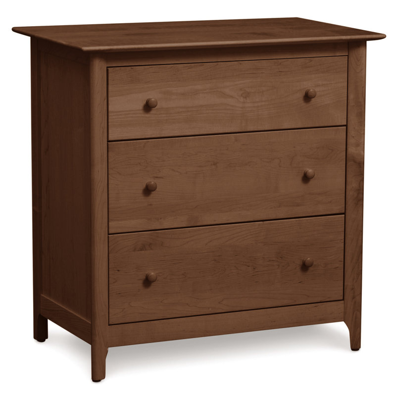 Sarah 3 - Drawer Solid Wood Dresser, Saddle Cherry