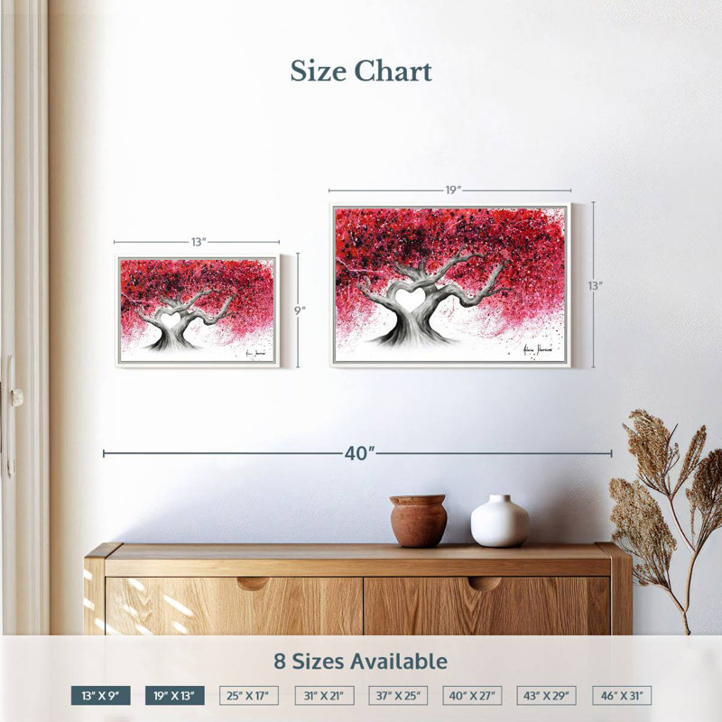 Arbres de l'amour, 19 po x 13 po, Cadre flottant blanc