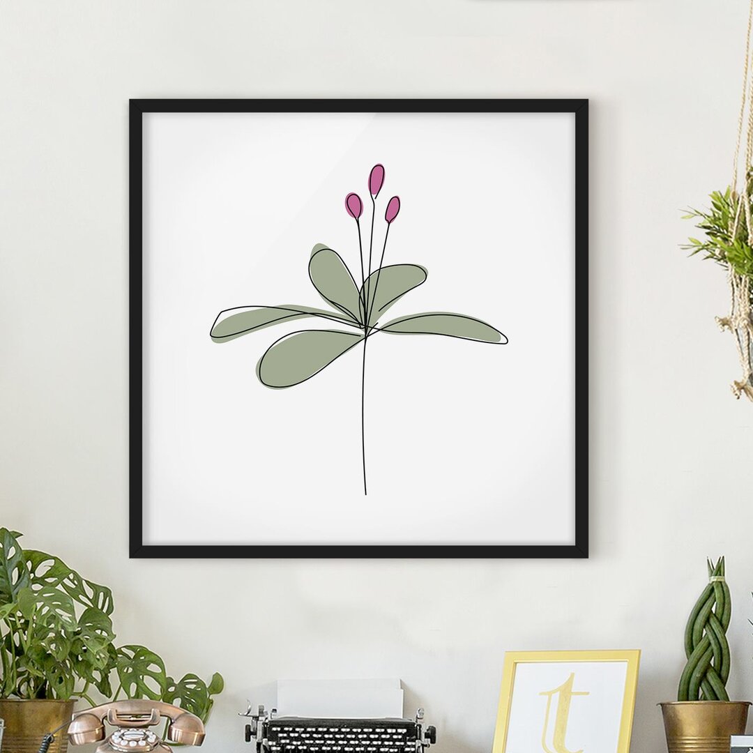 Gerahmtes Poster Water Lily Line Art