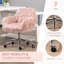 Chaise de bureau rose avec rembourrage en fausse fourrure et hauteur réglable