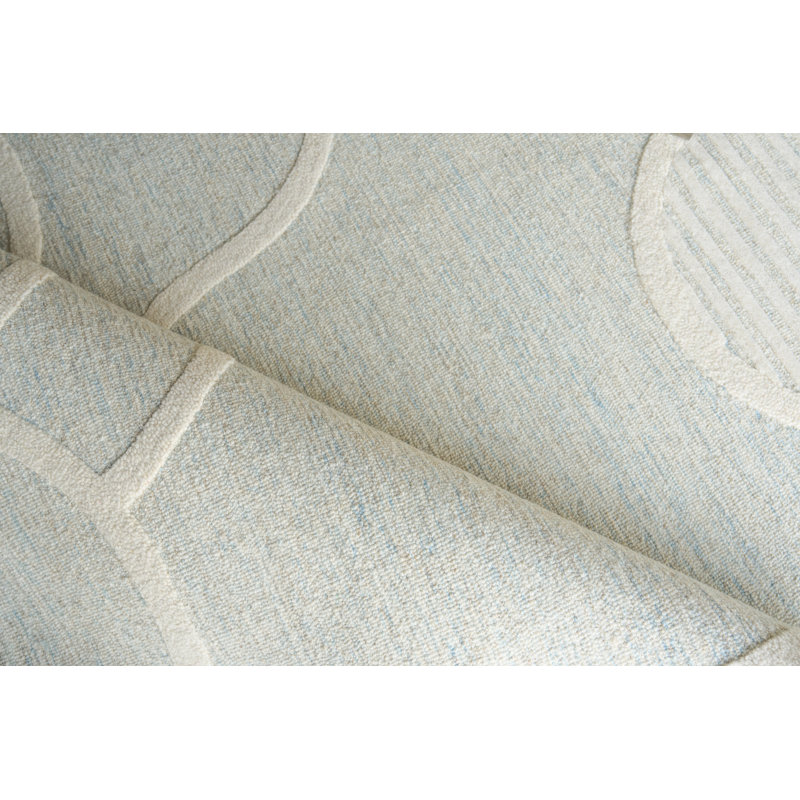 Shell Hand Tufted New Zealand Wool Blue/Ivory Area Rug, 10'X14'