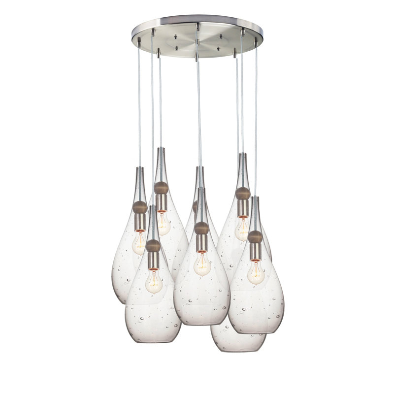Earth 8 - Light Chandelier, 108" H x 24" W x 24" D, Brushed Nickel, No