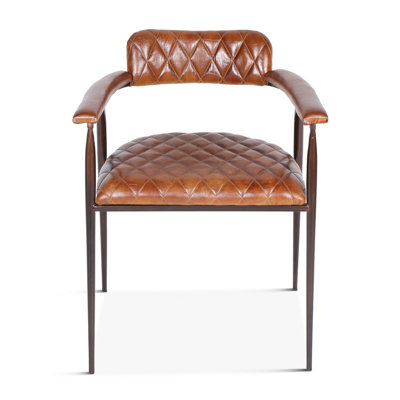 Delgado Leather Upholstered Arm Chair in Brown