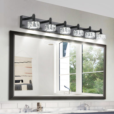 Crystal Glass Shade 6- Matte Black Led Bathroom Vanity . Modern Wall Sconce For Home Decor. , Easy Fitting With And Glass. Rust, Installation Task