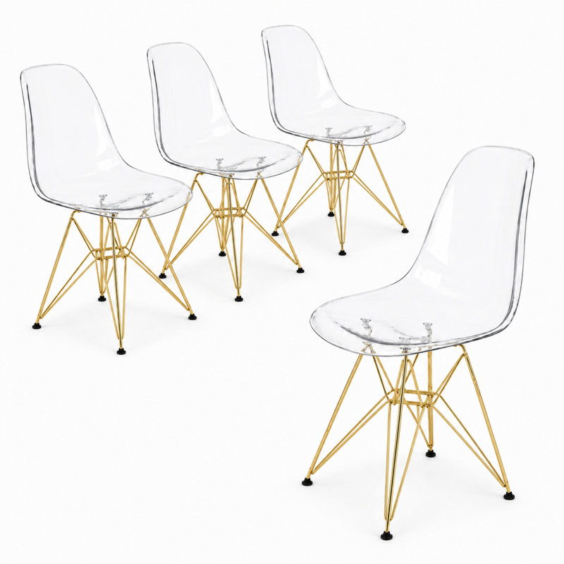 Chaise de salle à manger Northfleet, Transparent, Ensemble de 4, Doré