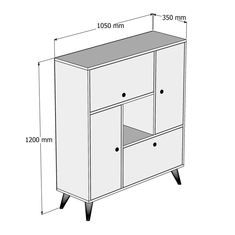 Mcnelly 120cm Kitchen Pantry, White/Walnut