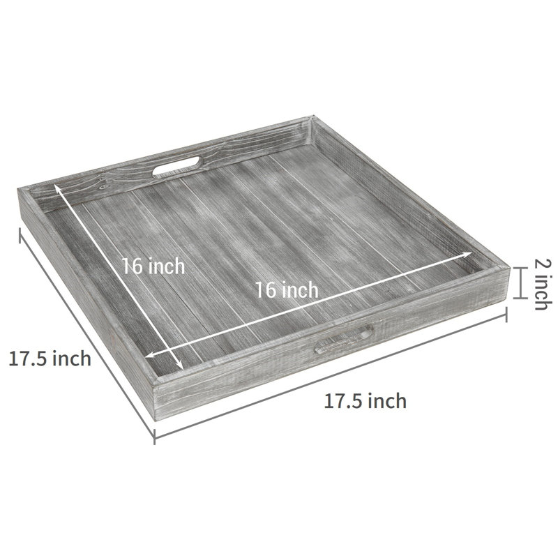 Denko Solid Wood Tray, Gray