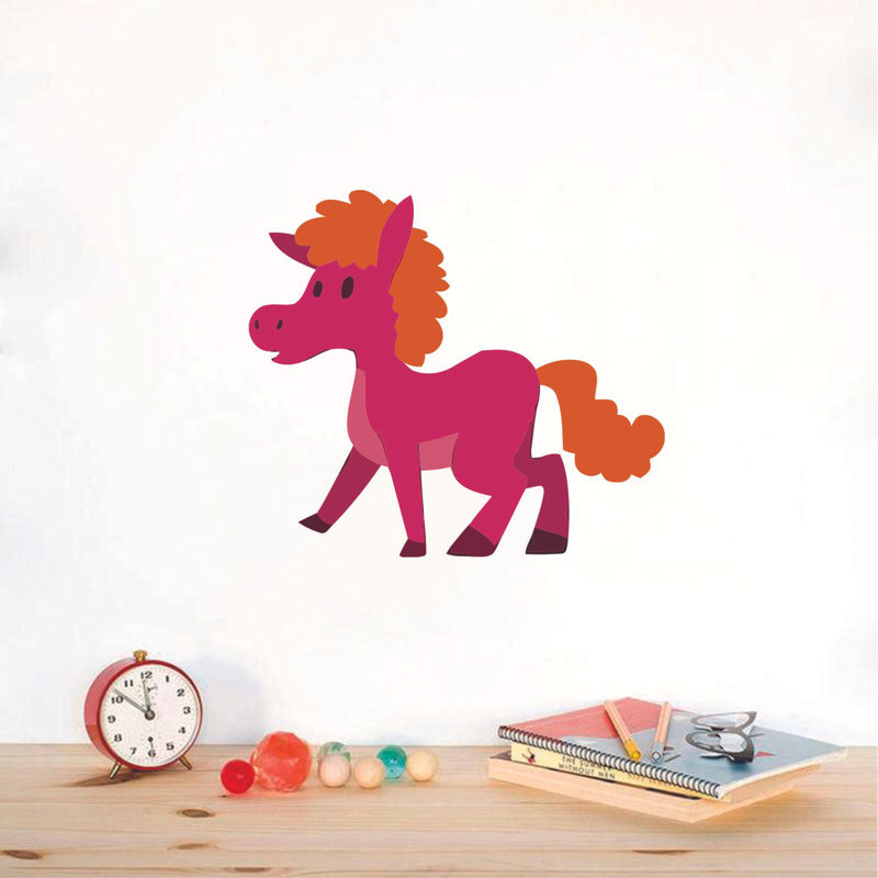 Adhésif mural rose bébé cheval, H 30 po x l 30 po