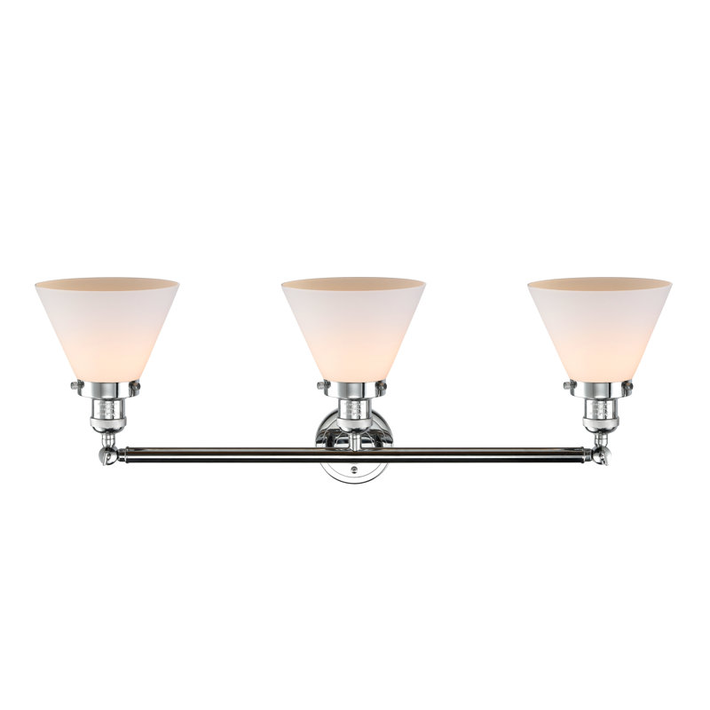 Éclairage pour meuble-lavabo de salle de bain 3 lumières Cone, Blanc mat, Incandescent, Chrome poli