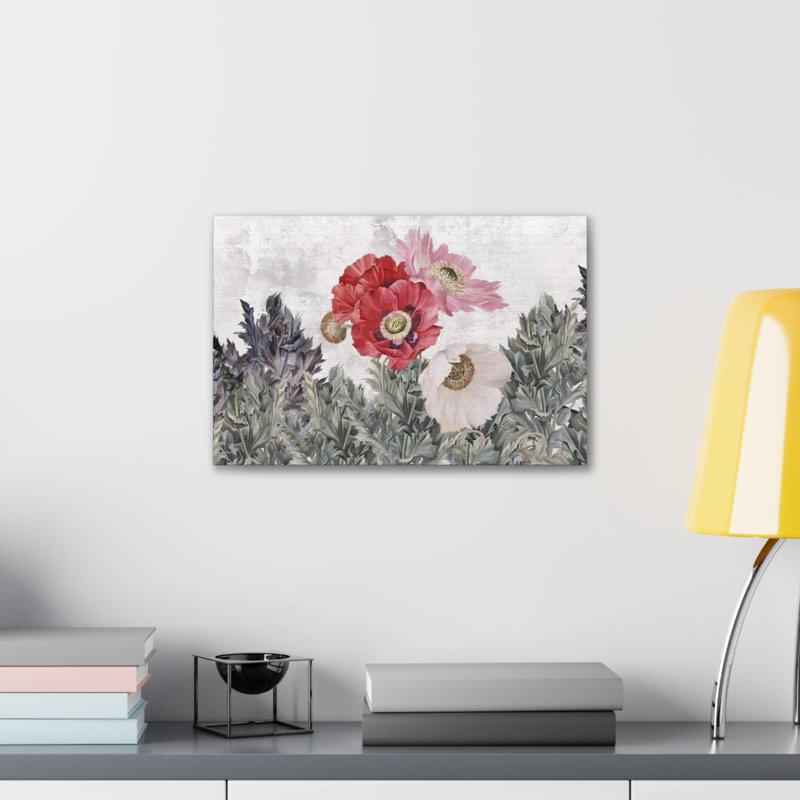 «Poppies Flowers Illustration Flower», art mural sur toile, H 12 po x l 18 po