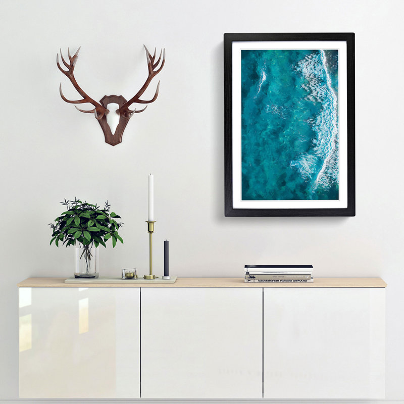 Waves in Brisbane Australia - Picture Frame Graphic Art Print, Black, 60cm H x 40cm W x 2cm D