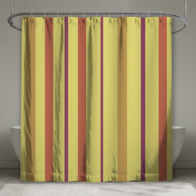 Yellow Red Stripes Shower Curtains Extra Long