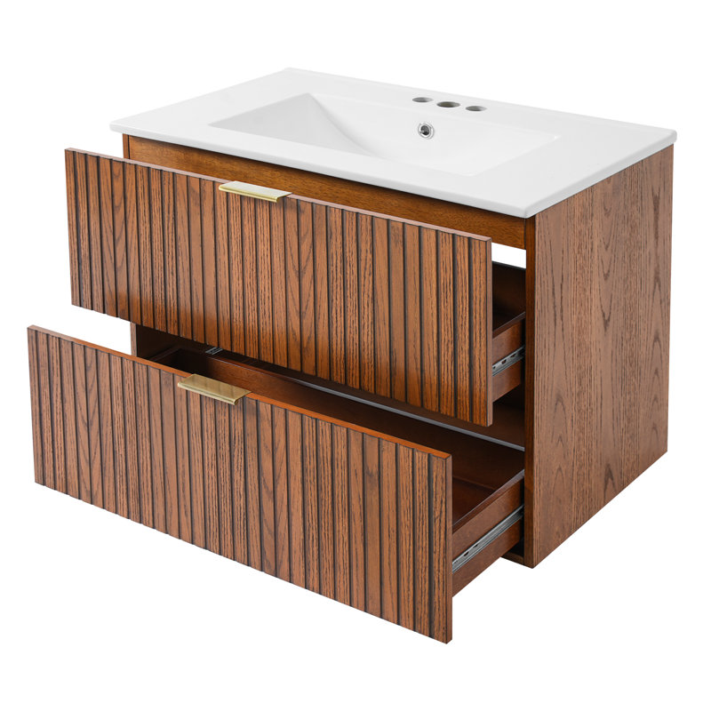 Meuble-lavabo moderne simple de 30 po avec construction en bois massif et entièrement assemblé