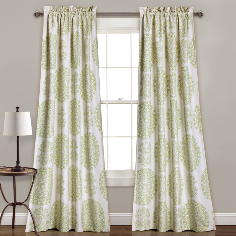 Evelyn Medallion Room Darkening Curtain Pair, Blue, 52"W x 95"L