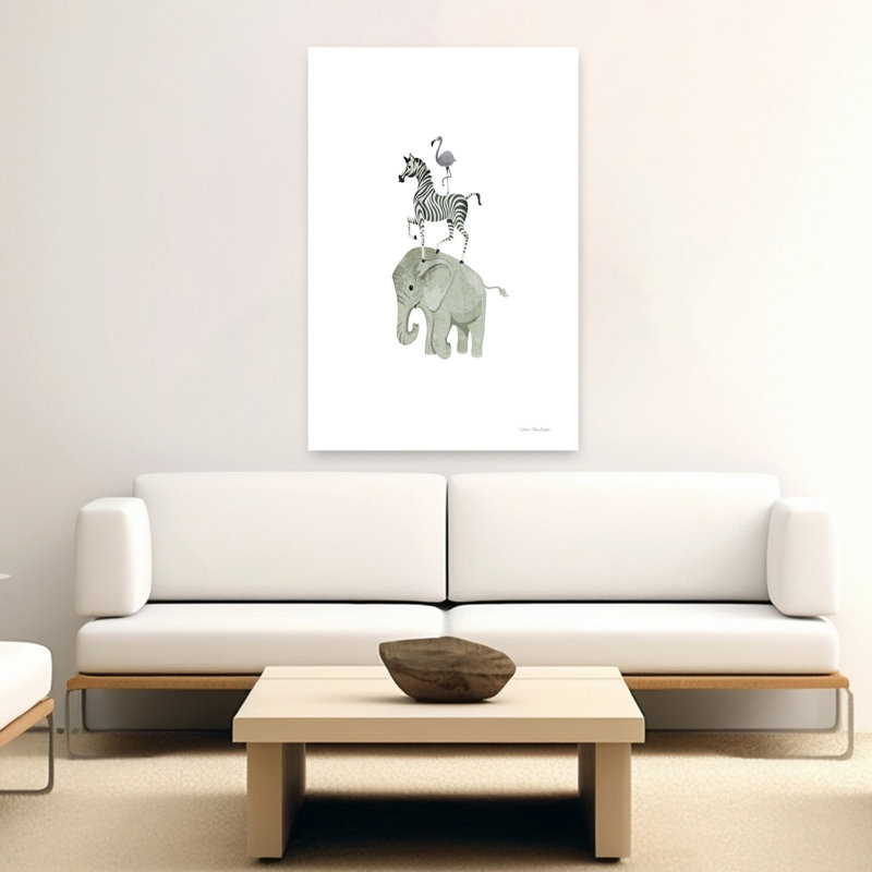 Art contemporain éléphant zébré contemporain, H 60 po x l 40 po