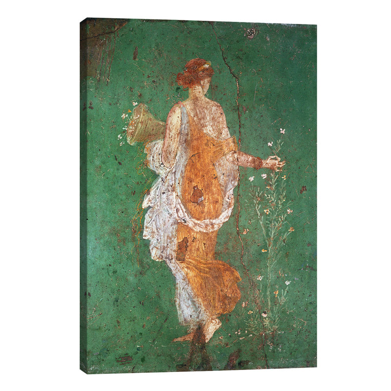 Spring, Maiden Gathering Flowers, From The Villa Of Varano In Stabiae - Wrapped Canvas Painting