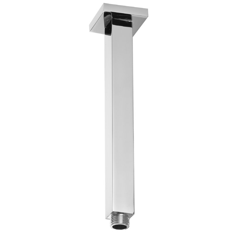 Bras de douche carré 1/2 "avec bride, Chrome poli