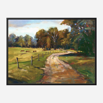 John Beard Collection''s Country Path With Horses On Giclee Canvas Hand Embellished Art