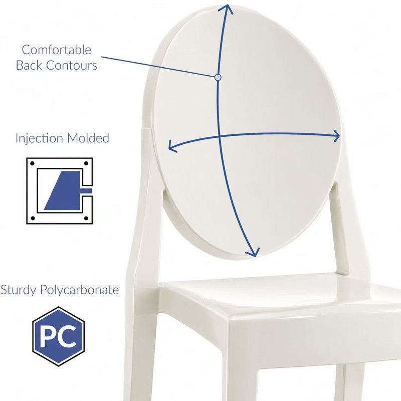 Furness Side Chair Acrylic Victorian Dining Side Chairs, White