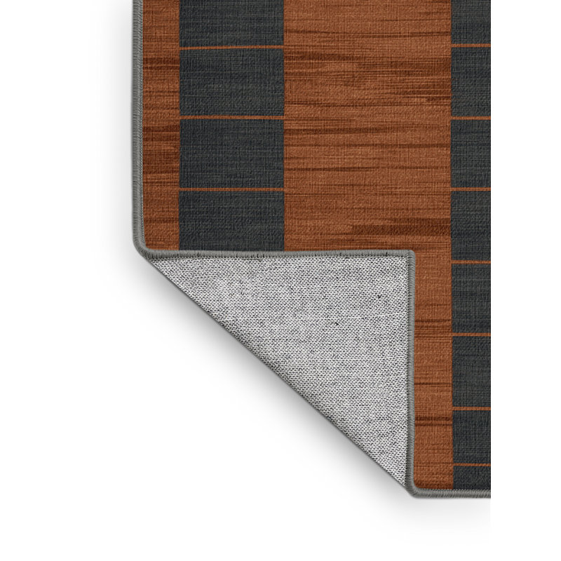 Tapis gris à rayures horizontales lavable à la machine, Tapis de couloir 2 pi x 5 pi