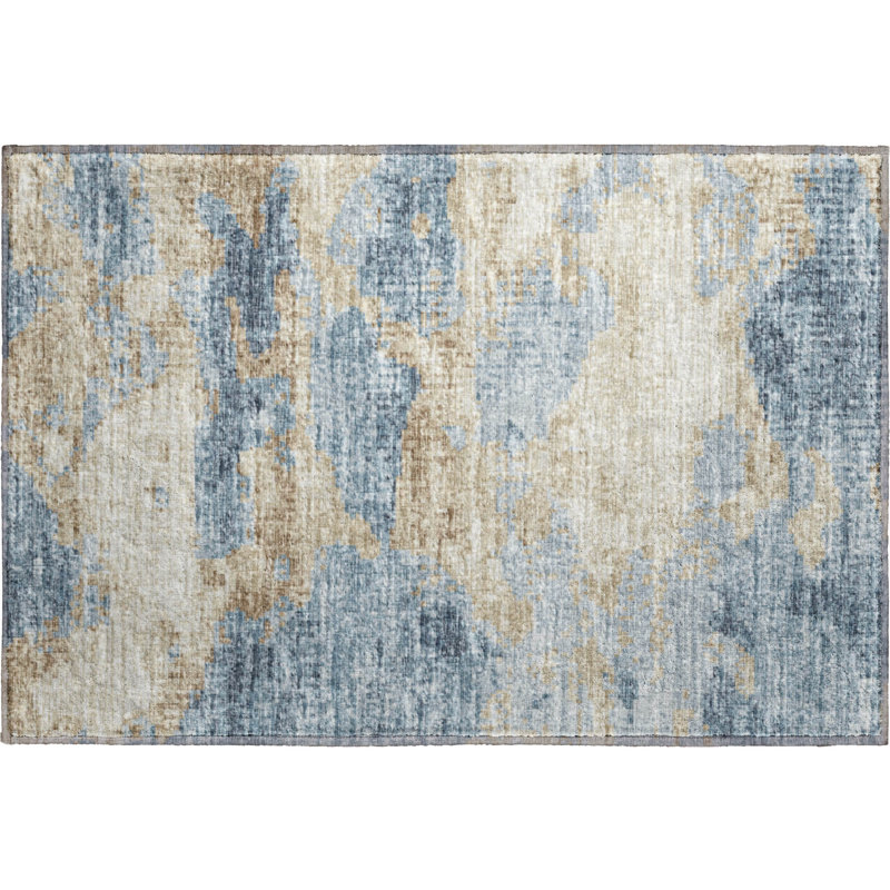 Premium Machine Washable Freixa AMF71 Blue Rug, Rectangle 1'8" x 2'6"