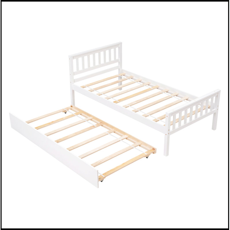 Lit plateforme Emsmus, Blanc, Simple
