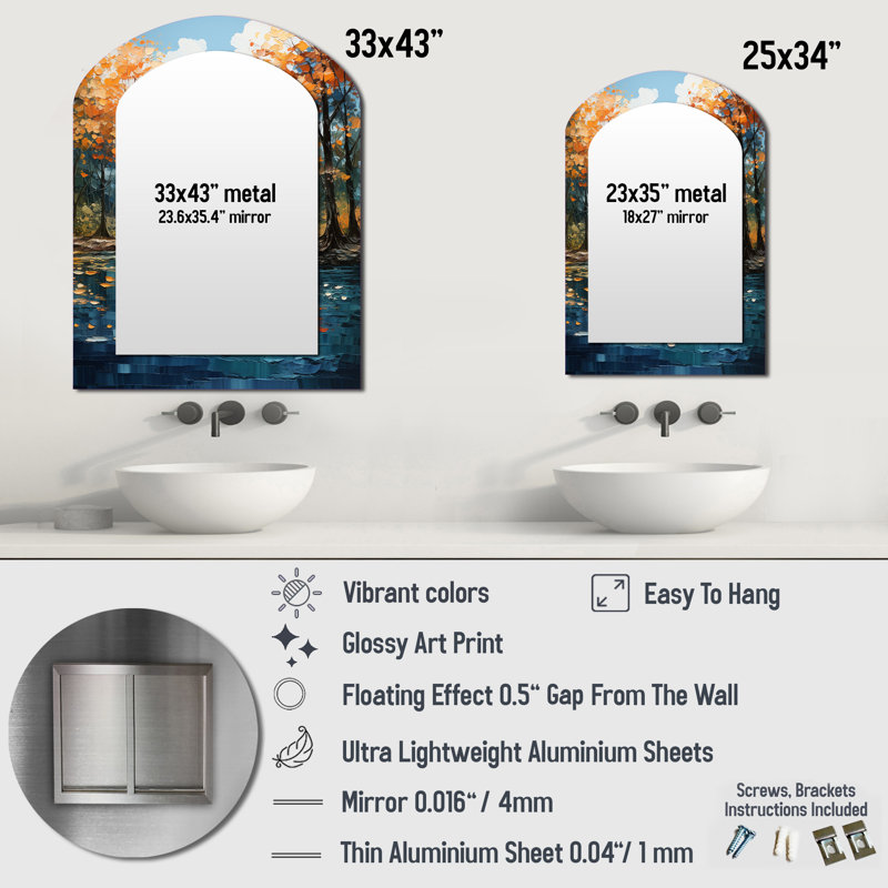 Miroir mural Orange River Sapphire Serenity, 34 po x 25 po