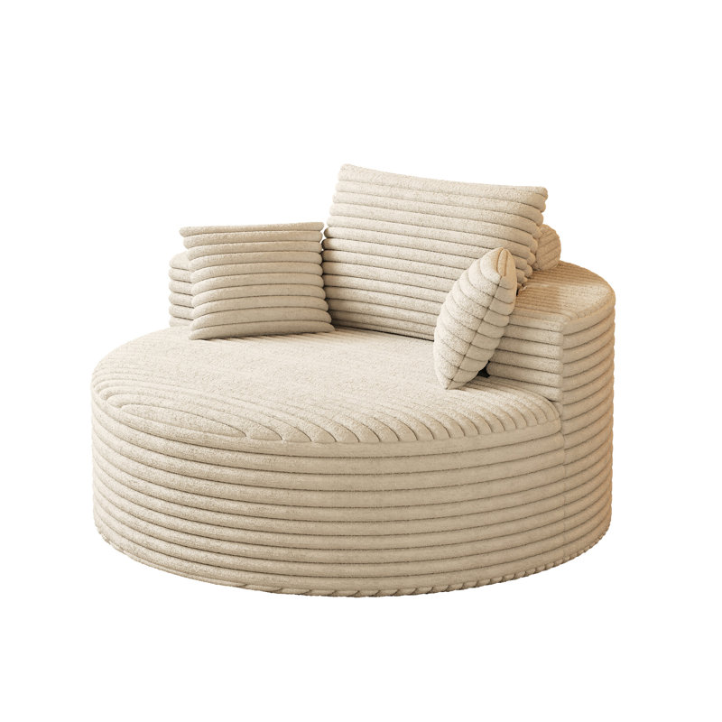 Fauteuil demi-tonneau Corduroy, Beige