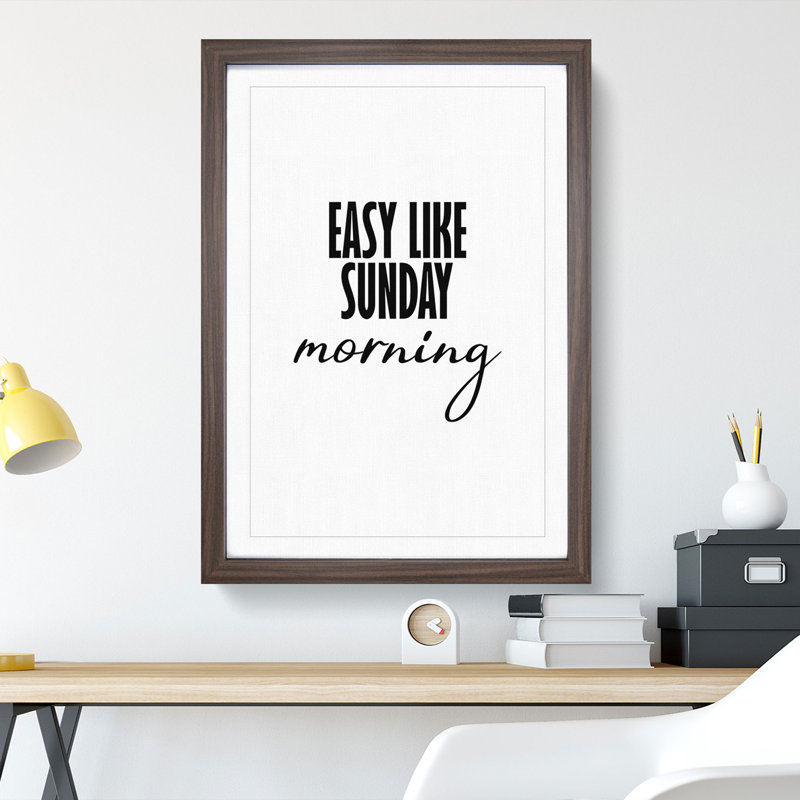 Easy Like Sunday Morning - Picture Frame Typography, 48cm H x 36cm W x 2cm D, Walnut