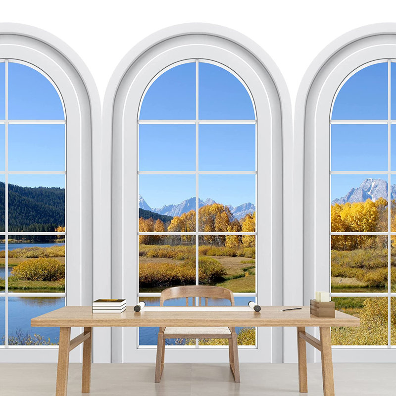 Panneau mural nature sauvage L 5,5 pi x l 96 po Countryside Autumn Lake, L 100 po x l 144 po