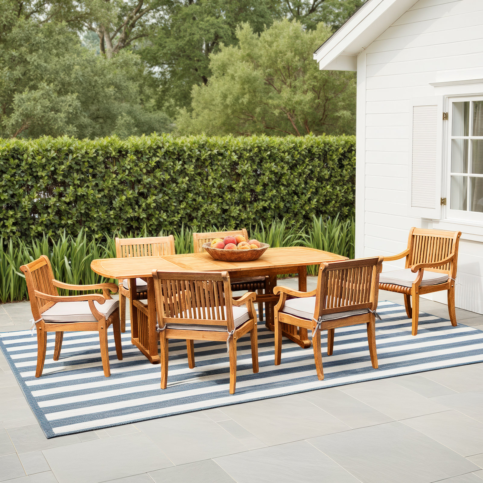 Summerton 42" Patio Dining Set, Beige, Natural Teak