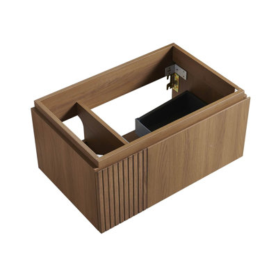 Armoire 30 po en contreplaqué de chêne brun à grain de bois Muri avec portes doubles et un tiroir, sans couvercle et sans couvercle