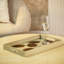 Ayslinn 2 piece Glass Decoration Tray for Living Room Decor, White with Brown Gold Leaf Design Serving Tray