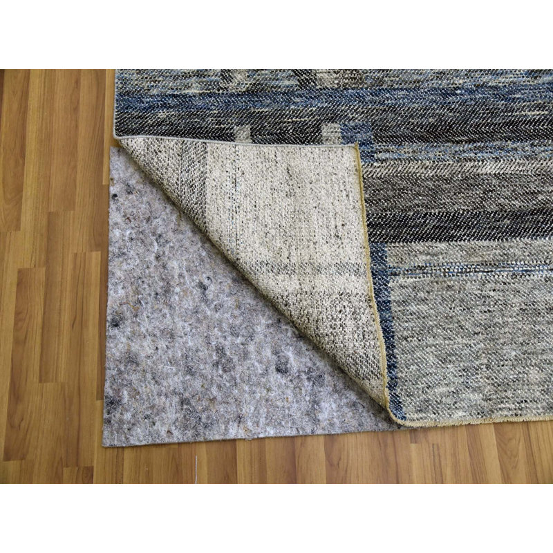 Tapis oriental rectangulaire gris en laine noué à la main 9 pi 0 po x 12 pi 1 po - MOA10279381