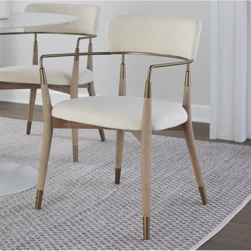 Eatons 17.75'' H Upholstered Armchair, Cream, Whitewashed
