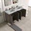 Meuble-lavabo autoportant en chêne fumé avec lavabos doubles, armoire de rangement spacieuse-1647444657