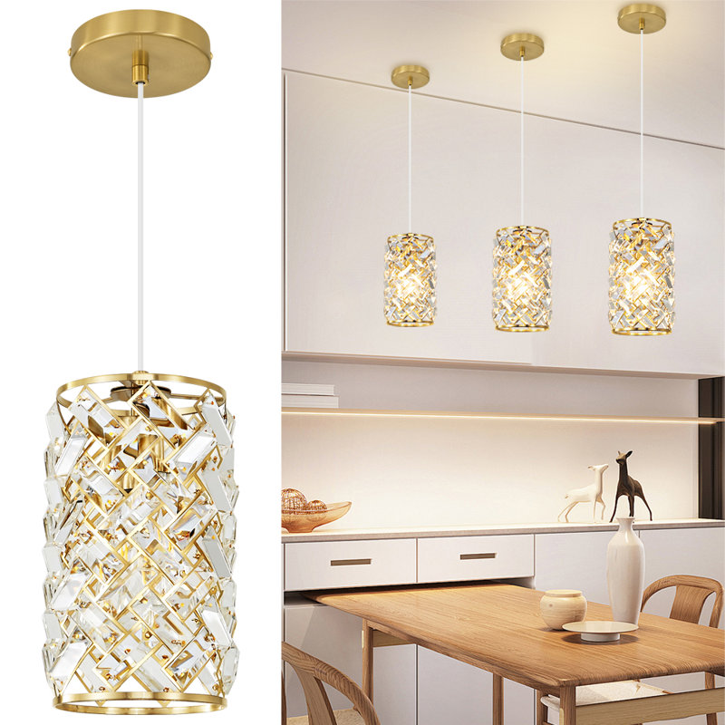 Nesrine Crystal Chandelier Modern Metal Luxury Pendant Light Fixture, Gold