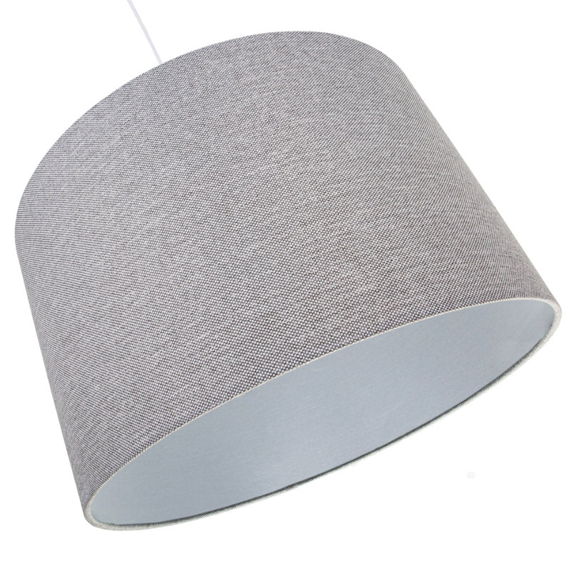 30cm Linen Drum Lamp Shade, Grey, 18cm H x 25cm W x 25cm D