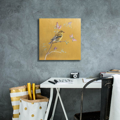 'Female Goldfinch On Gold'  by Danhui Nai Canvas Wall Art