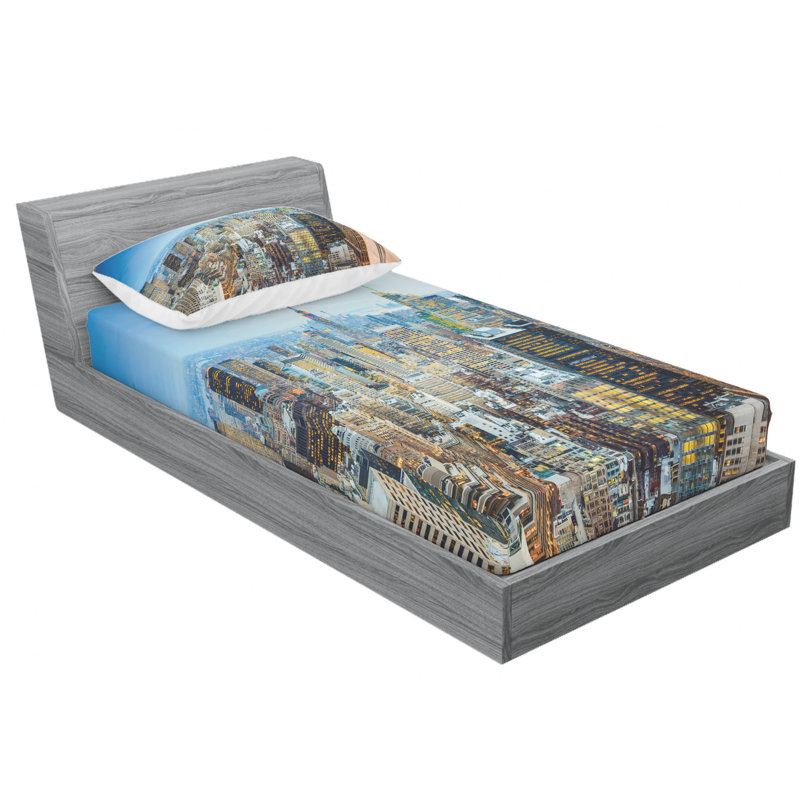 Ensemble de draps New York City, Ensemble de draps pour lit simple avec drap-housse