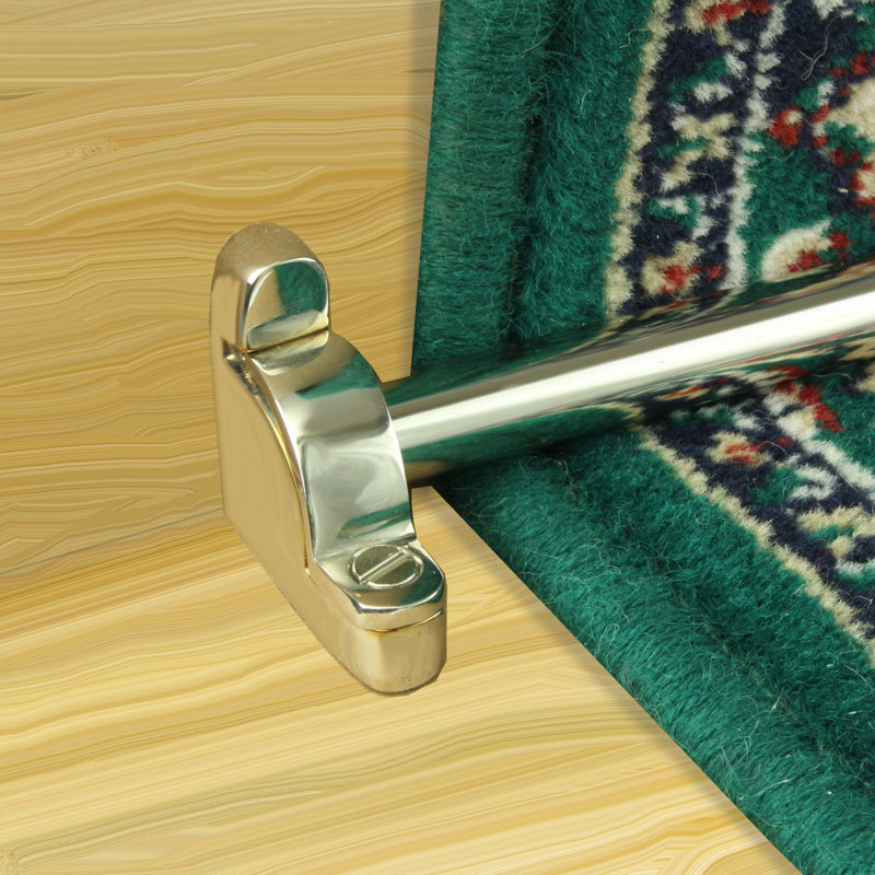 Carpet Runner Rod 39.6" L Polished Nickel Over Brass Rod Tubes with Bracket