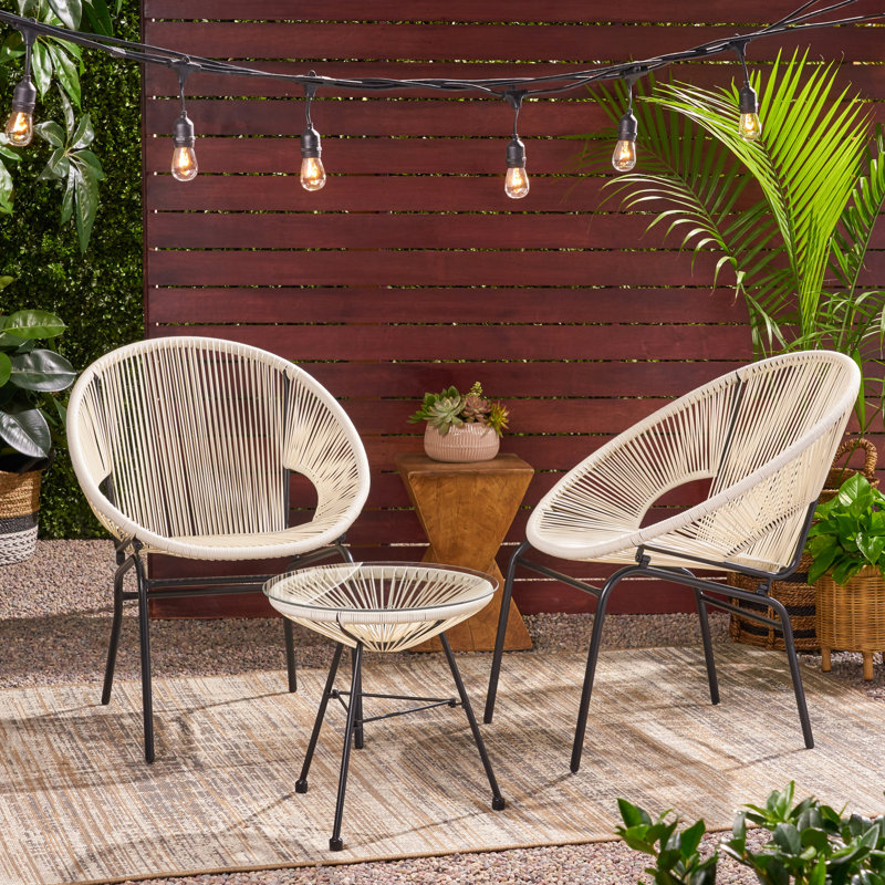 Gina 3 Piece Rattan Seating Group, White