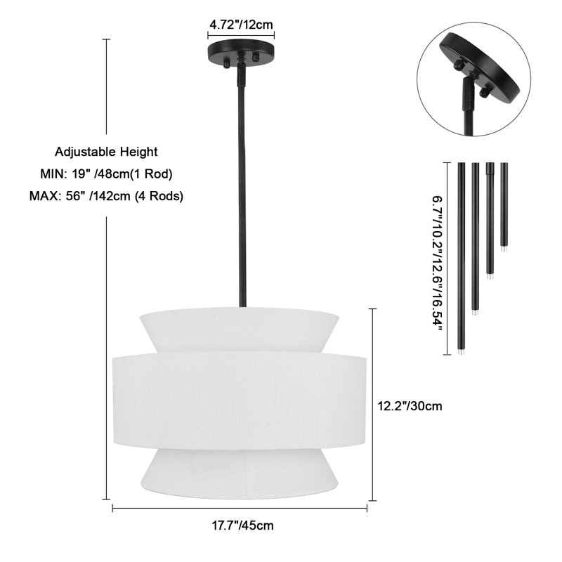 18" Modern 4-light Dimmable Drum Chandelier