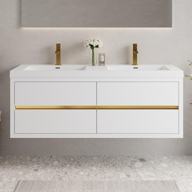 Meuble-lavabo mural 59 po avec lavabo 59 po