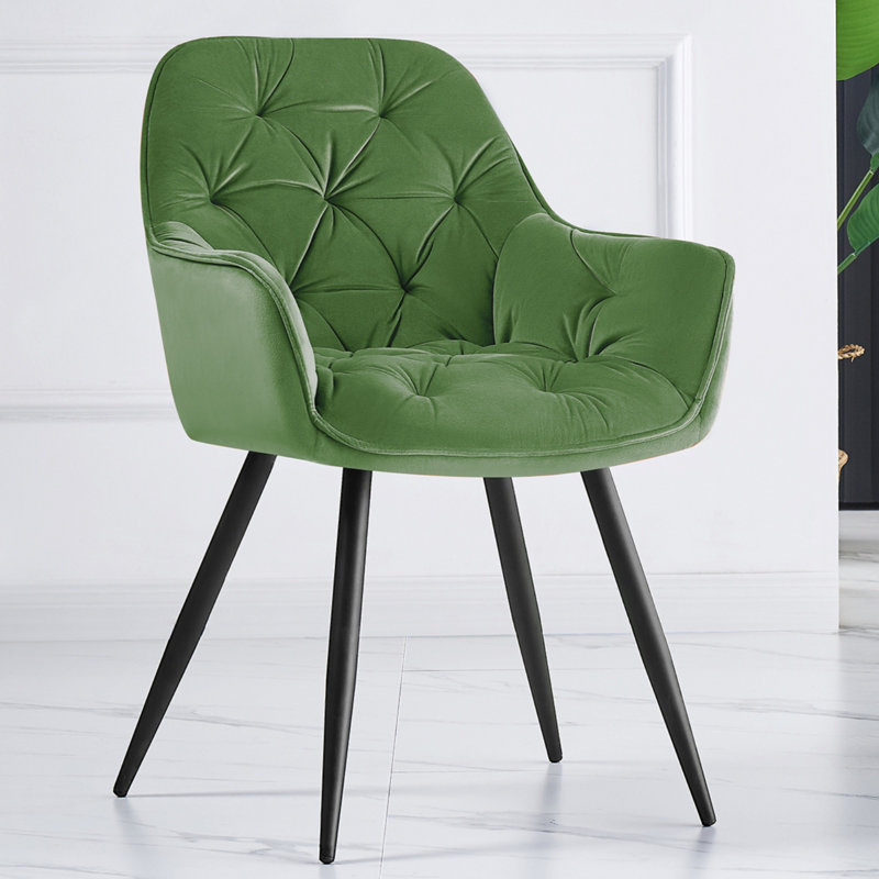 Irie Single Velvet Upholstered Dining Chair with Arm, Sage Green