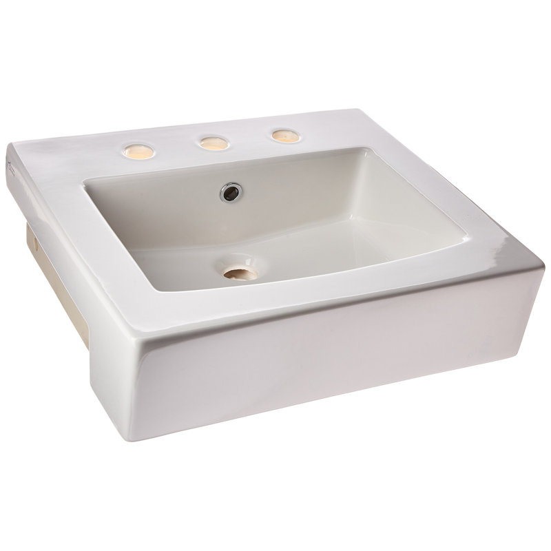 American Standard Universal 17.75'' White Ceramic Rectangular Bathroom Sink with Overflow, 8" Widespread